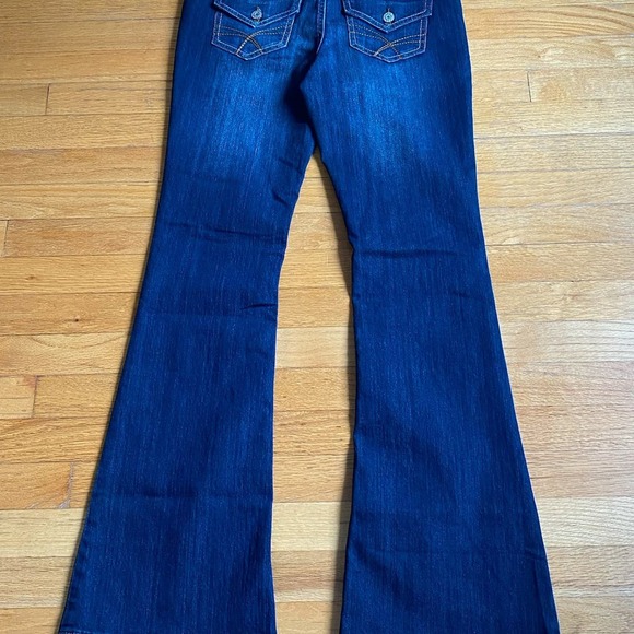 So womens bootcut jeans sz 5 mid rise flip pocket dark wash cowgirl rodeo Y2K - Picture 2 of 12